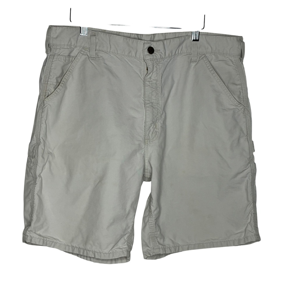 Vintage Carhartt Mens 36 Beige Carpenter Work Shorts Utility Relaxed USA Y2K